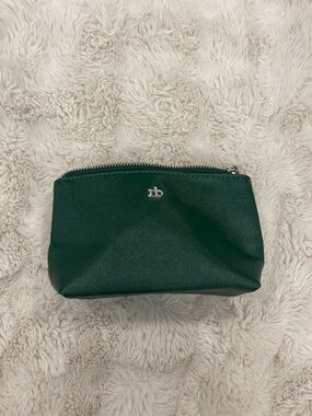 Compact Dark Green Zip Pouch Wallet - Logo